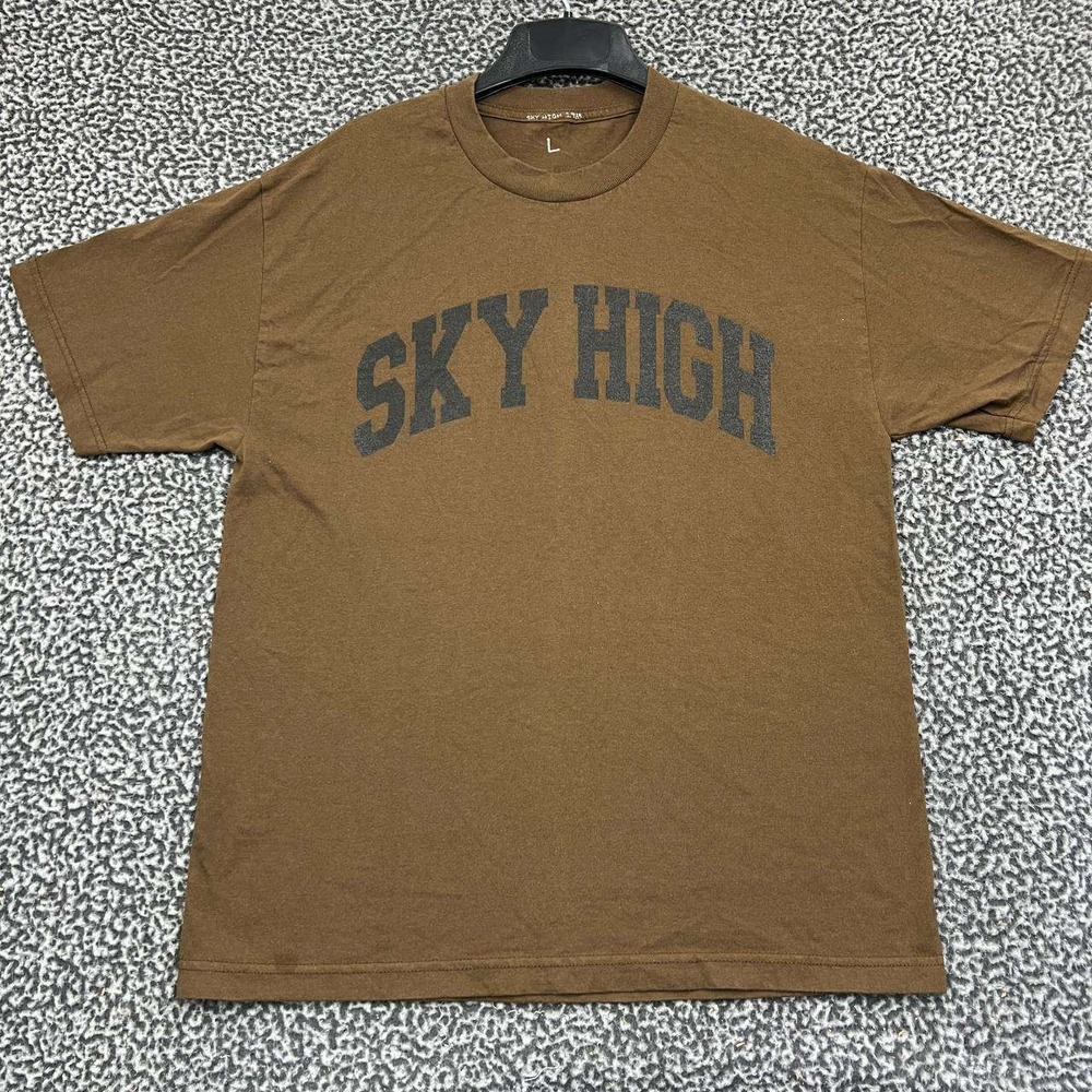 Vintage Sky High 1988 Shirt Men Large‎ Brown Short Sleeve Crew Neck L